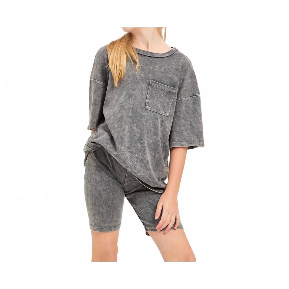 NEW GOOD GIRL girls top and biker short set in mineral wash